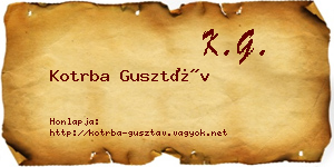 Kotrba Gusztáv névjegykártya